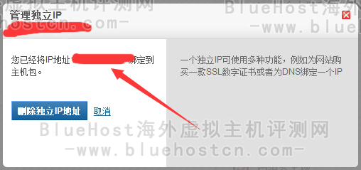 可以看到BlueHost主机的独立IP地址